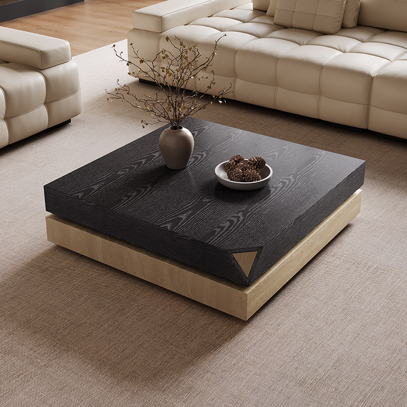 意式极简茶几客厅家用小户型现代高级感岩板茶几发光大理石茶几桌 - 图0