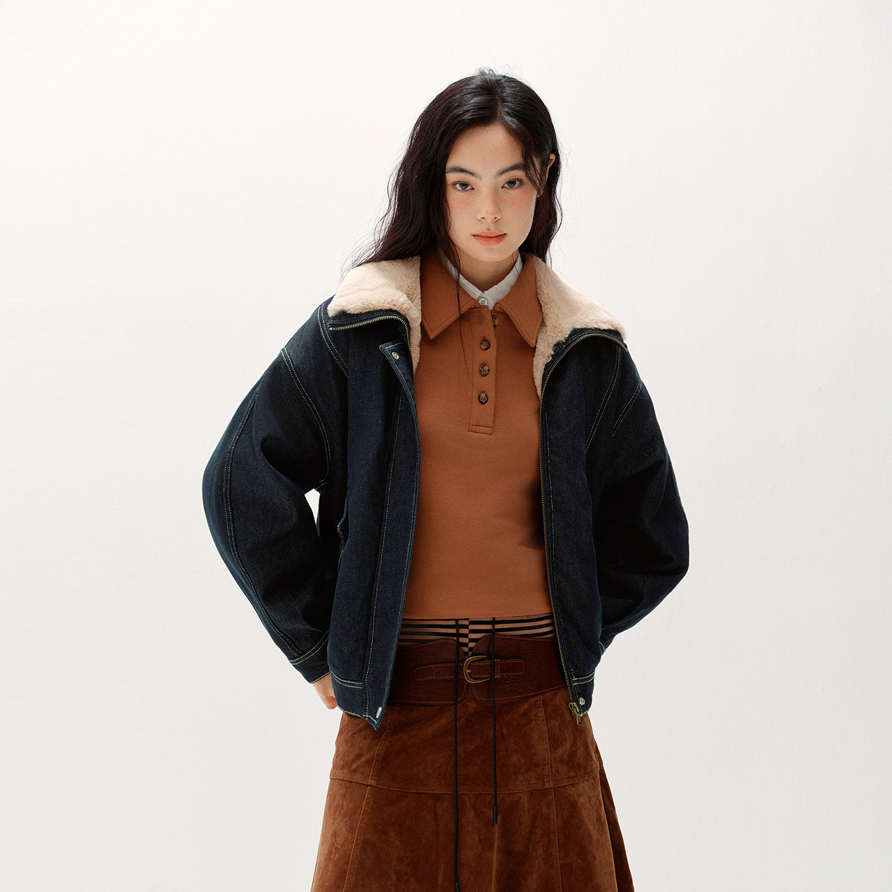 商场同款|森马牛仔外套女冬季毛领分割oversize夹棉2025新款夹克,淘宝优惠券,粉丝福利购,淘宝优惠卷