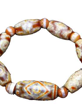 西藏红玉髓天珠手链宝源老玛瑙七眼完满一切主珠红玉髓