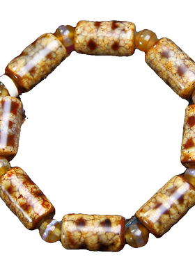 西藏天珠红玉髓宝源天然手串帽色藏式桶珠民族风男女款佛珠手链