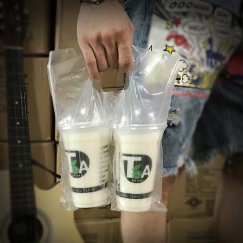 奶茶袋打包袋子两双杯袋一单杯袋咖啡袋果汁袋塑料豆浆饮料袋包邮 - 图2