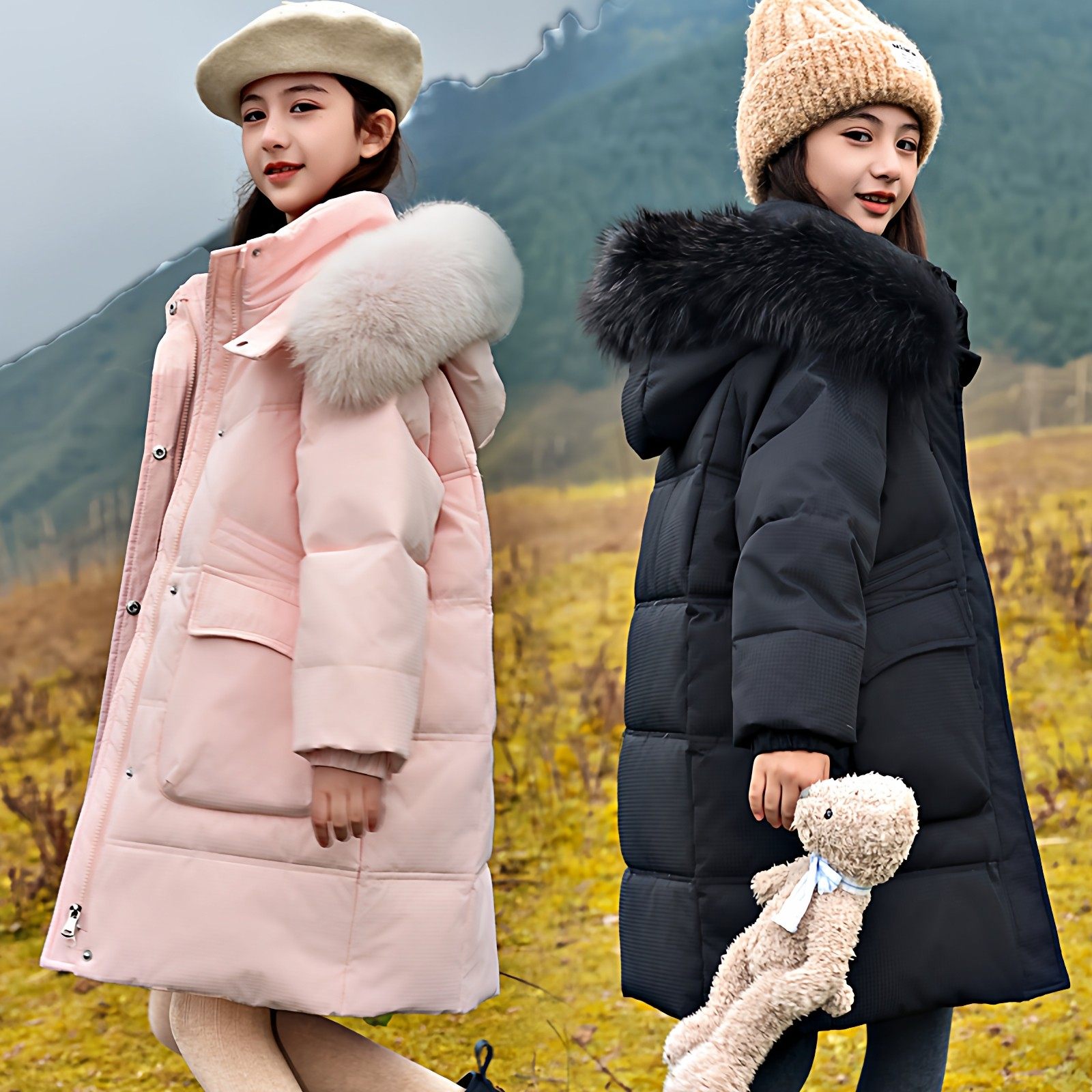 英国DHWA儿童羽绒服女童冬装新款韩版洋气中长款中大童棉服外套,淘宝优惠券,粉丝福利购,淘宝优惠卷