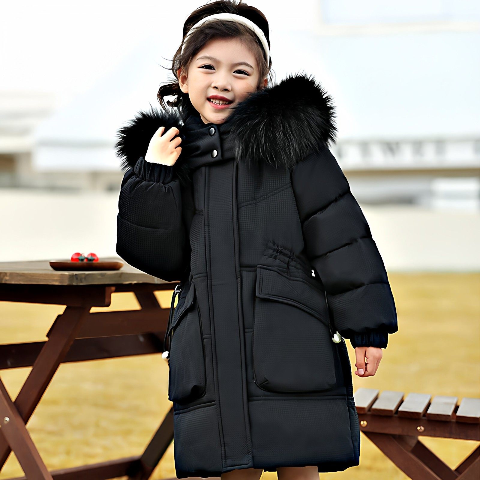 英国DHWA儿童羽绒服女童冬装新款韩版洋气中长款中大童棉服外套,淘宝优惠券,粉丝福利购,淘宝优惠卷