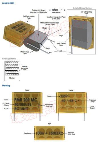 进口芬兰 RIFA PMR209 470n+47R X2 250VAC 电容器 - 图3