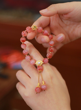 天然盐源玛瑙珍珠手串双流苏吊坠