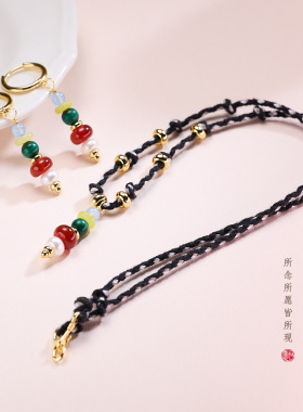 藏式2025手工编织项链绳许愿塔淡水珍珠孔雀玛瑙多巴胺锁骨链