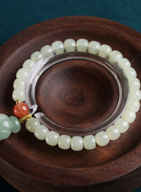 天然和田玉玛瑙南瓜单圈手链