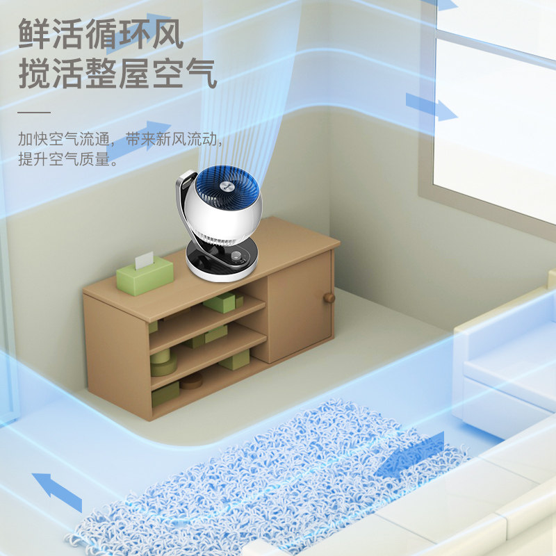 卡帝亚空气循环扇桌面电风扇家用台式循环风扇智能循环扇3D立体风 - 图0