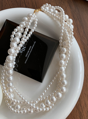 贝珠多层链女小众风格项链