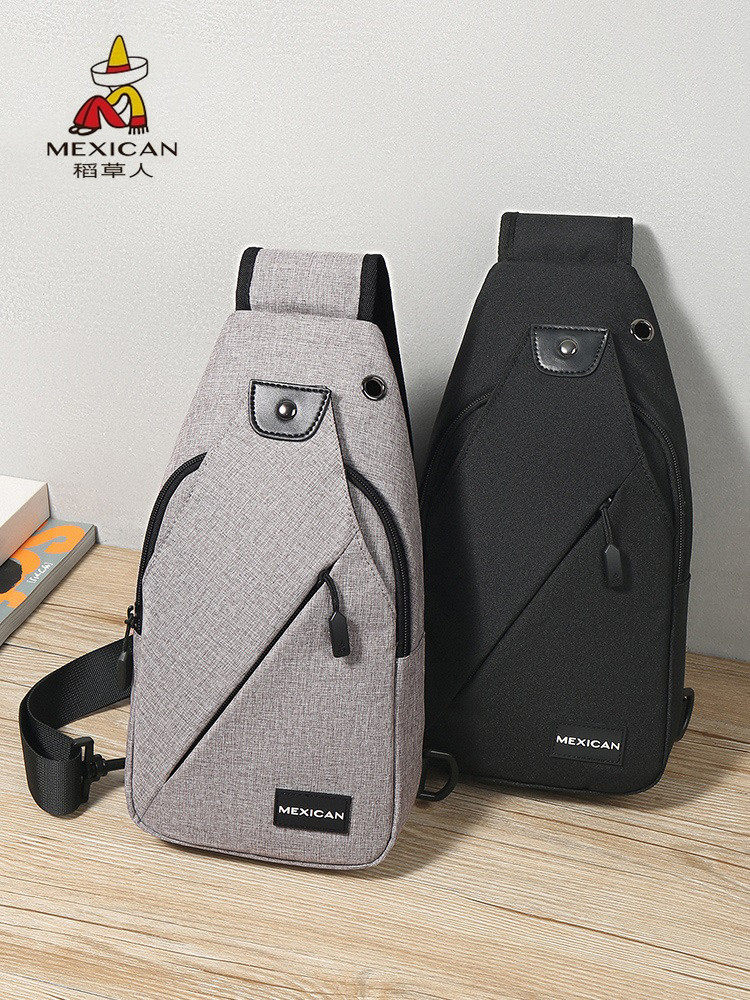 稻草人胸包男士休闲大容量斜挎包 稻草人伊之禾男士包袋