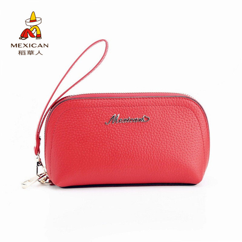 稻草人女真皮手拿长款欧美零钱包 稻草人伊之禾钱包