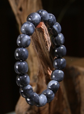 和田玉墨玉籽料老型珠手串手链