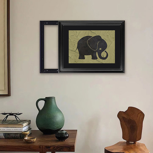 法式中古风隐藏电表箱装饰画推拉液压遮挡配电箱画黑色框可定制画 - 图1