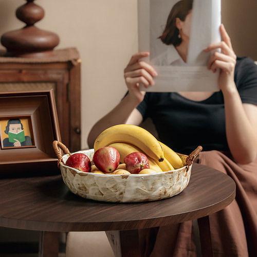 巷子尾〖怀旧手工粗陶〗防烫麻绳双耳碗复古深盘乔迁新居碗水果碗 - 图2