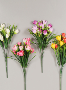 春草郁金香花束室内布置插花把束