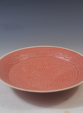 仿古瓷器 复古南宋风格 定窑红釉人物纹碗 古董古玩老货旧货收藏