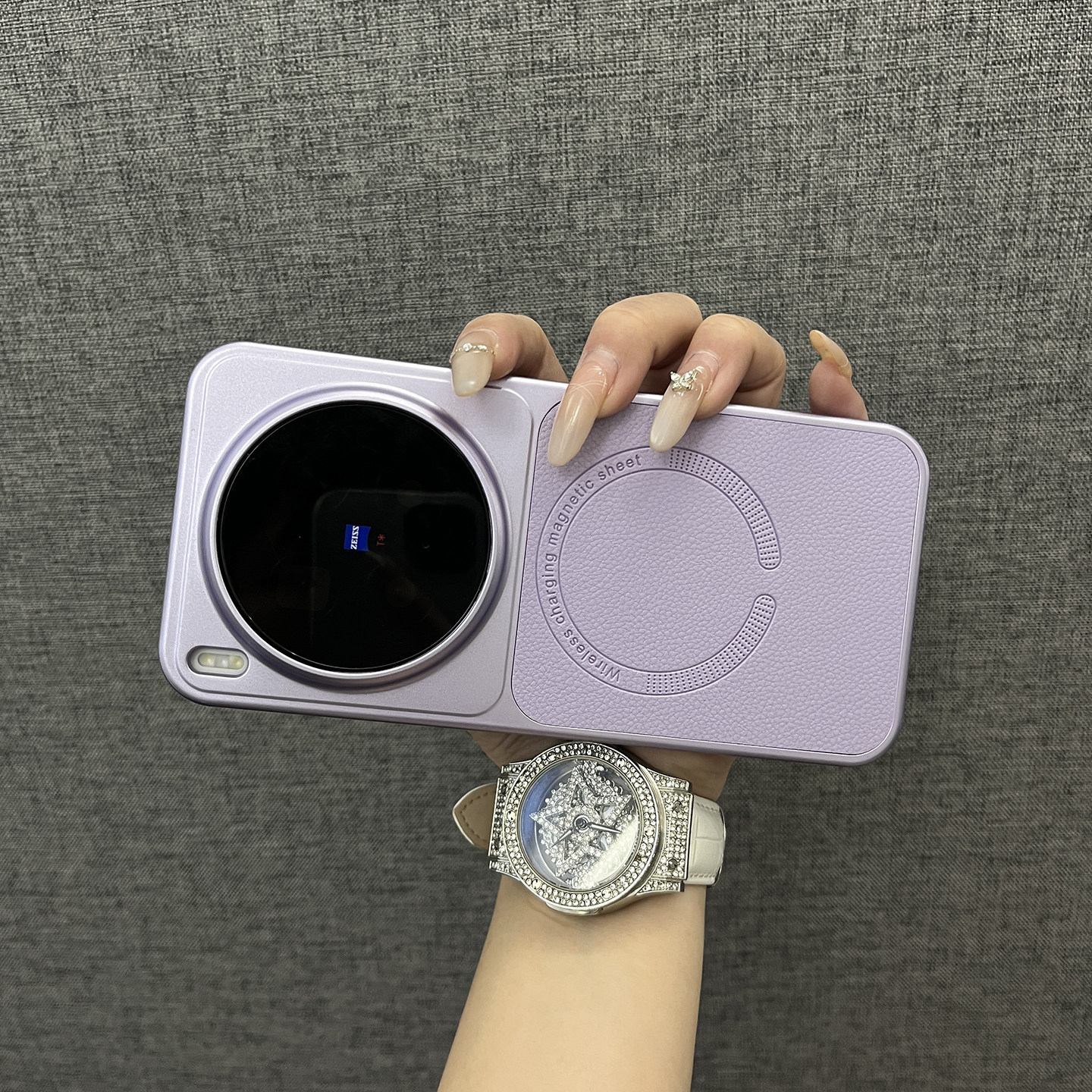 三只鱼【小众高档荔枝皮纹磁吸冷烟紫】适用于vivox300pro/vivox300手机壳新款韩系高级感防摔全包保护套男女,淘宝优惠券,粉丝福利购,淘宝优惠卷