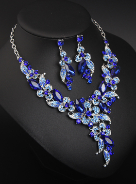 欧美水晶宝石礼服配饰项链耳环