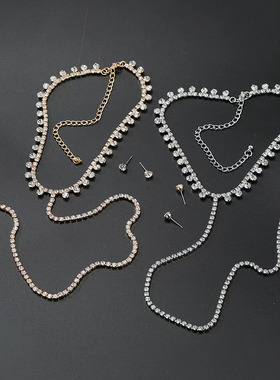 人造水晶玻璃合金水波链女项链