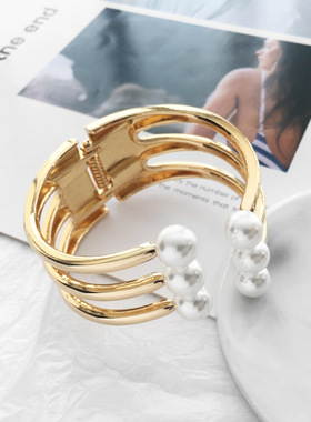 欧美风不规则闭合街拍宽边手镯