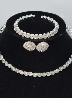 欧美时尚百搭新娘水钻多层项圈女气质性感闪亮婚纱礼服束颈项饰品