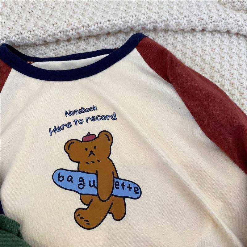 纯棉儿童长袖T恤2024秋新男女童卡通撞色打底衫宝宝韩版棉上衣T恤,淘宝优惠券,粉丝福利购,淘宝优惠卷