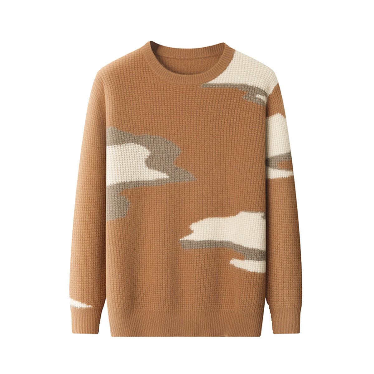 羊绒衫男圆领加厚明星同款毛衣男冬季保暖时尚提花针织毛衫青少年