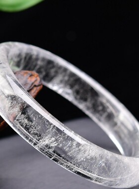 正品白水晶镯子深藏不露彩虹天然白幽灵手镯阿赛斯特莱水晶