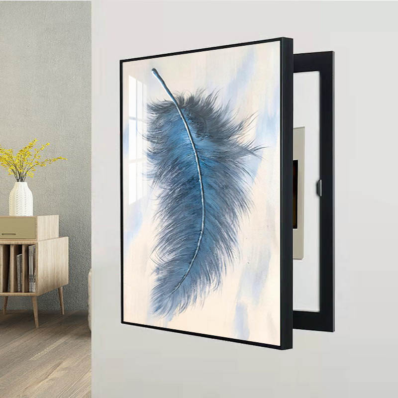 现代简约竖款侧开门免打孔电表箱装饰画配电箱电表盒电闸竖版挂画