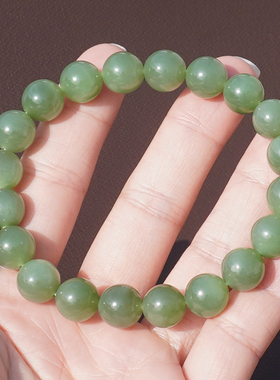 方言和田玉青海料细腻湖水绿手串