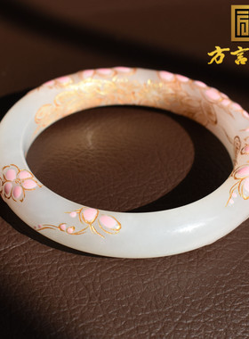 市场12000元福利回馈价1000元老坑青海料白玉55景泰蓝国风手镯R1