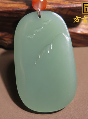 惊呆了方言和田玉高品质俄料碧玉粉青无结构一马当先吊坠挂件X5