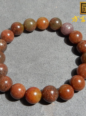 新疆罕见带皮东陵玉圆珠单圈手串