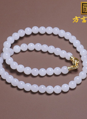 新疆黑山料油润细腻羊脂白玉手串