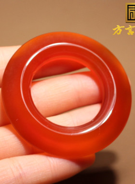 方言浆南红玛瑙平安玉环玉璧吊坠