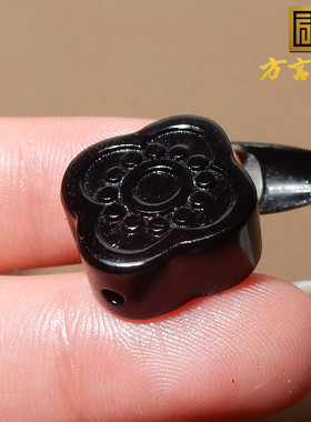 火爆方言品牌和田玉佩戴级新疆漆黑如墨墨玉籽料四叶草吊坠挂件R9