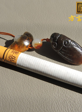 名品红金鹿皮金包银籽料蝉吊坠