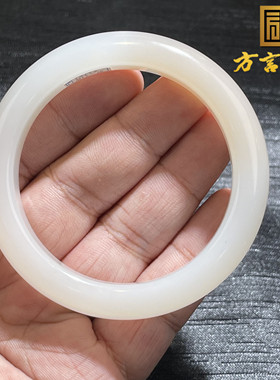 稀缺方言和田玉收藏级青海老坑料细润藕粉羊脂白玉内径56MM手镯S