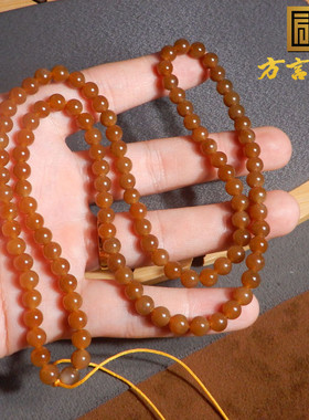 新疆且末老熟油糯红糖6mm108项链