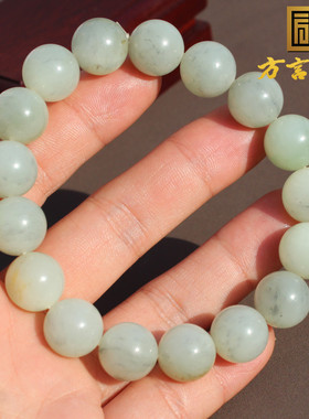 新疆金皮青花籽料12mm圆珠玉手串
