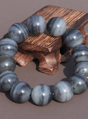 和田玉新疆细润一线天青花籽手串