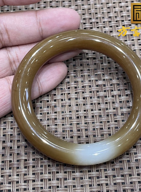 稀方言和田玉收藏级新疆且末非常细老红糖羊脂白内径56MM手镯S9