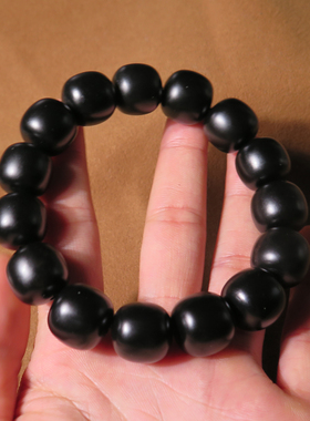 亏本大漏方言和田玉精品新疆一级细料墨玉籽料16mm老型珠手串X5