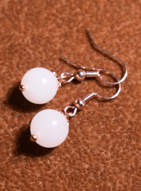 放漏方言品牌和田玉精品级金丝玉温润细腻白玉圆珠耳坠耳饰R5