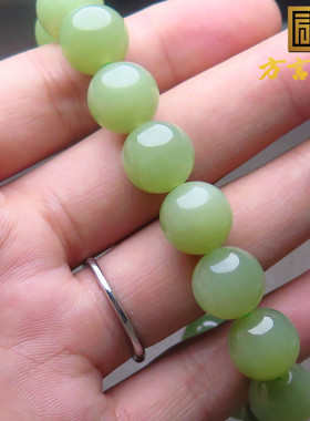 惊呆了方言和田玉特惠价新疆且末青黄口料12mm圆珠手串X7