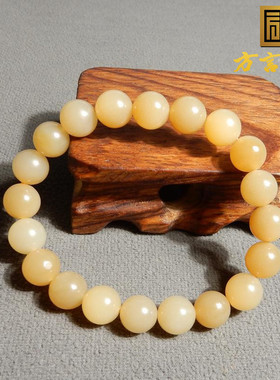 新疆且末料白玉带糖10mm圆珠手链