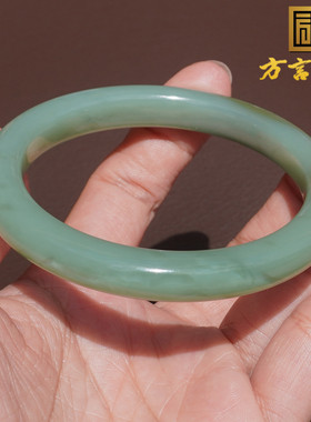 方言和田玉俄料碧玉粉青带糖手镯