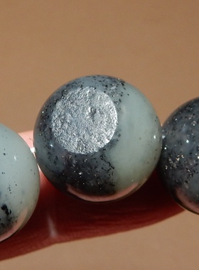 方言和田玉青花籽料留毛孔手串