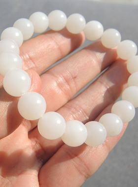 不看就亏方言和田玉精品95于田料高脂高糯羊脂白玉10mm手串手链S