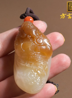 新疆且末糖白玉武财神手把件挂件